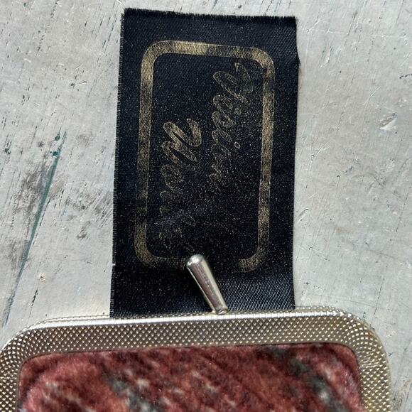 Vintage fabric cigarette pouch long wallet 70s 80s clasp closure pink retro - Picture 2 of 10